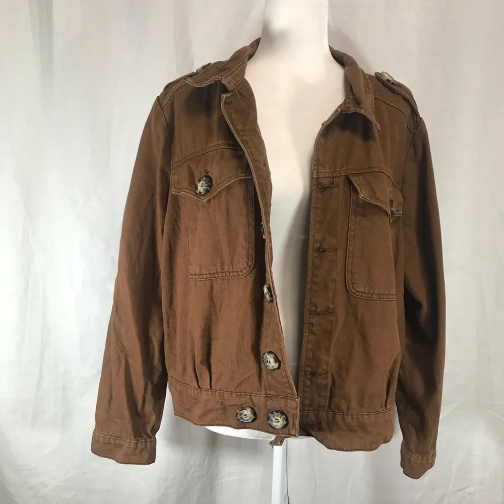 Free People Eisenhower Denim Jacket In Brown - Picture 5 of 9